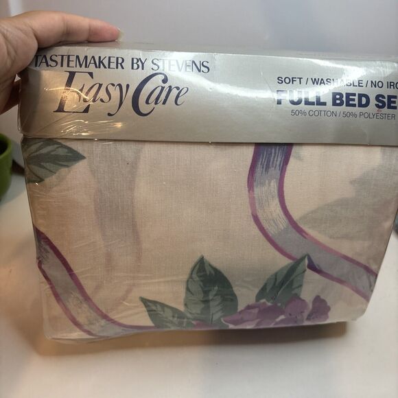 Vintage NEW FULL Size Sheet Set Tastemaker By Stevens Easy Care Fine Romance - Picture 6 of 9